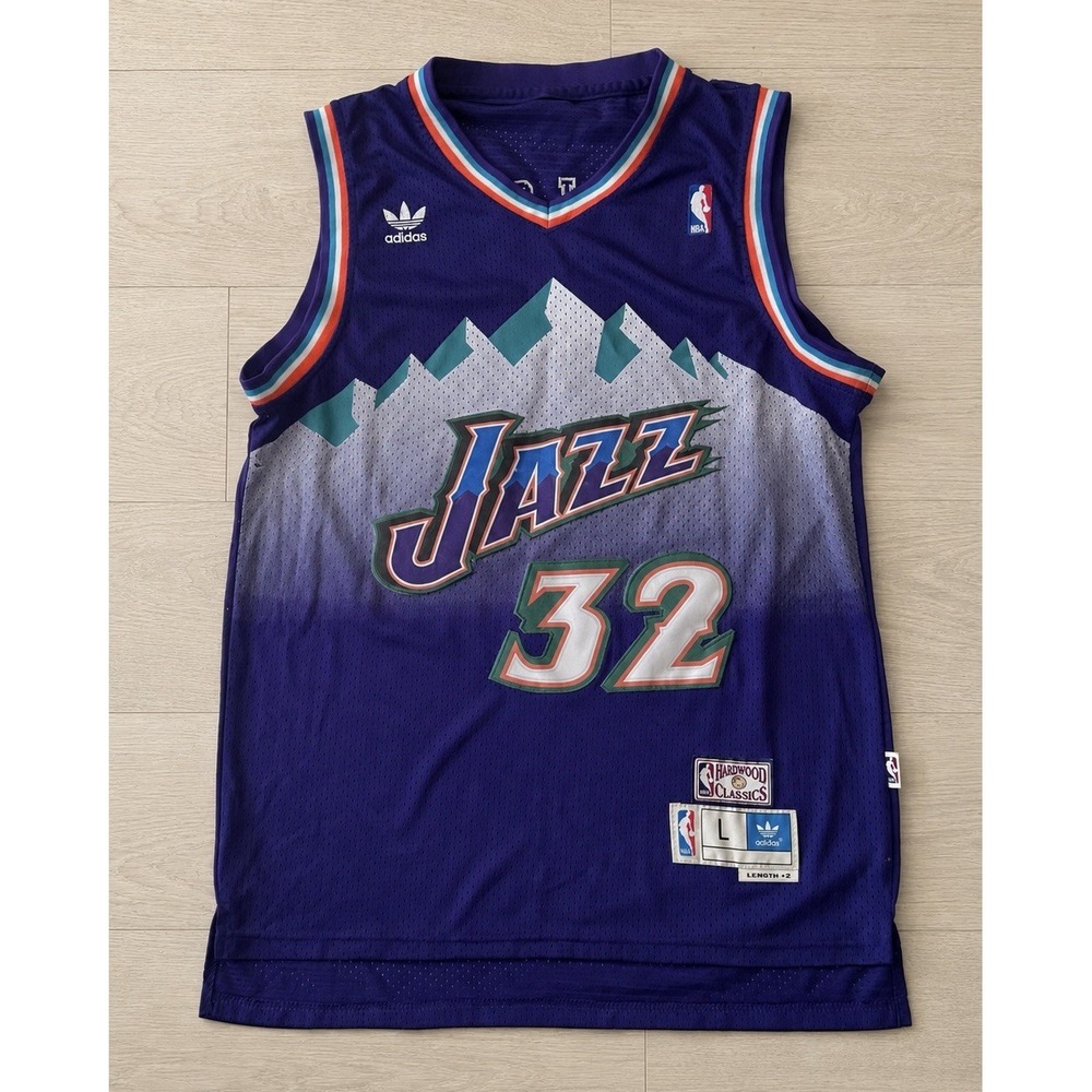 Karl Malone #32 Utah Jazz Hardwood Classics Adidas Jersey Men's Large L +2